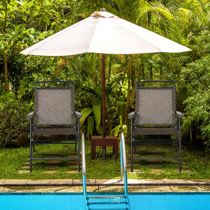 Folding Patio Dining Chairs Set of 2 with Armrests