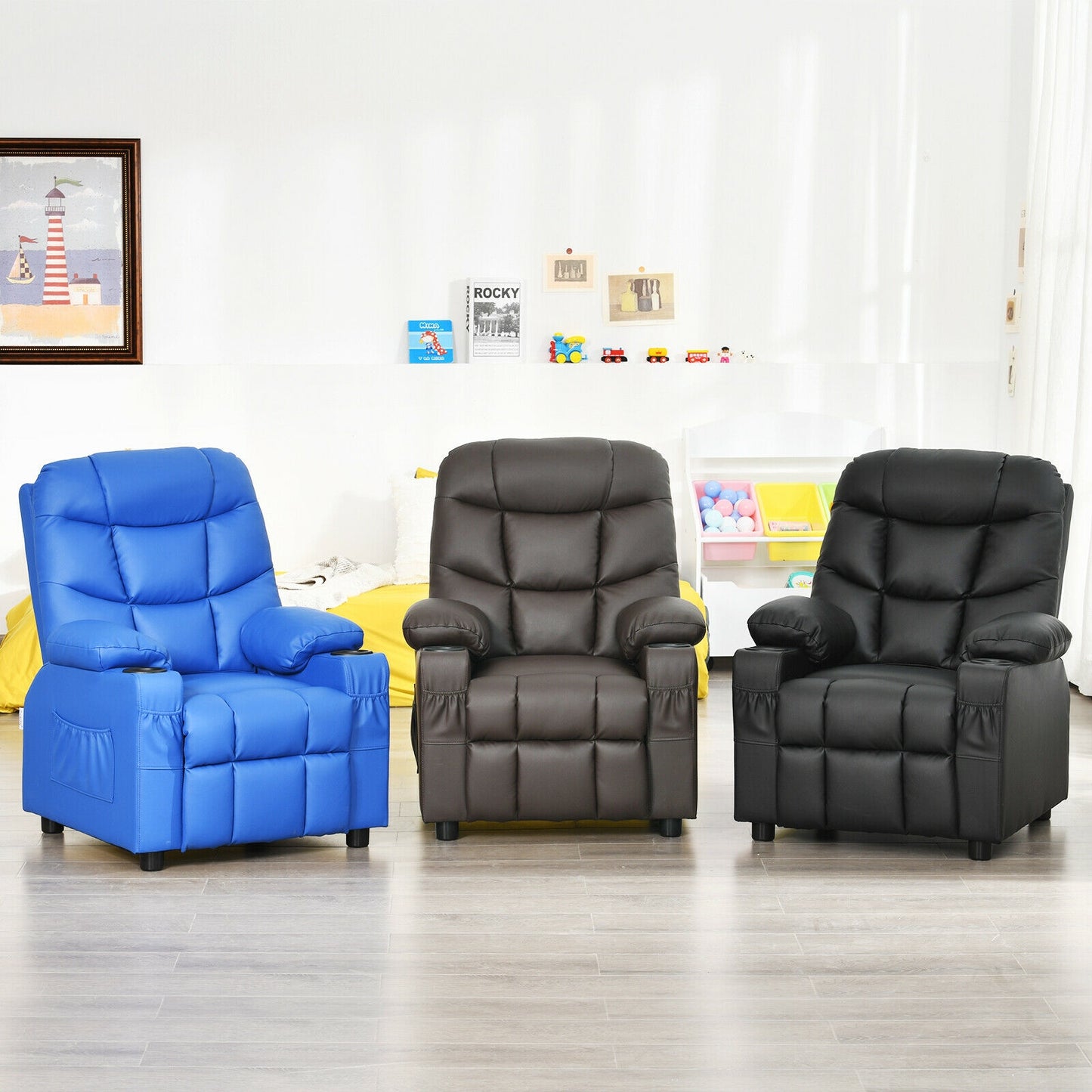 Kids Recliner Chair with Cup Holder and Footrest