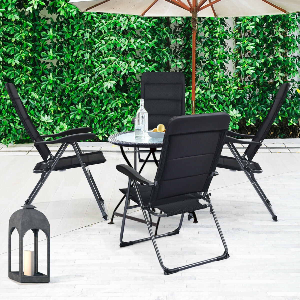 Folding Patio Dining Chairs Set of 4 with Adjustable Backrest