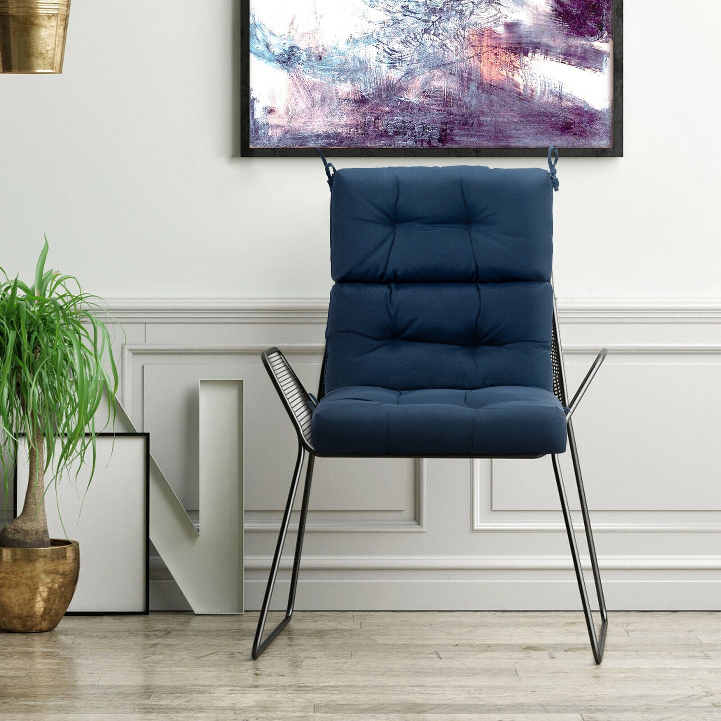 Tufted Outdoor Chair Cushion 44x22 Inch High Back Pad