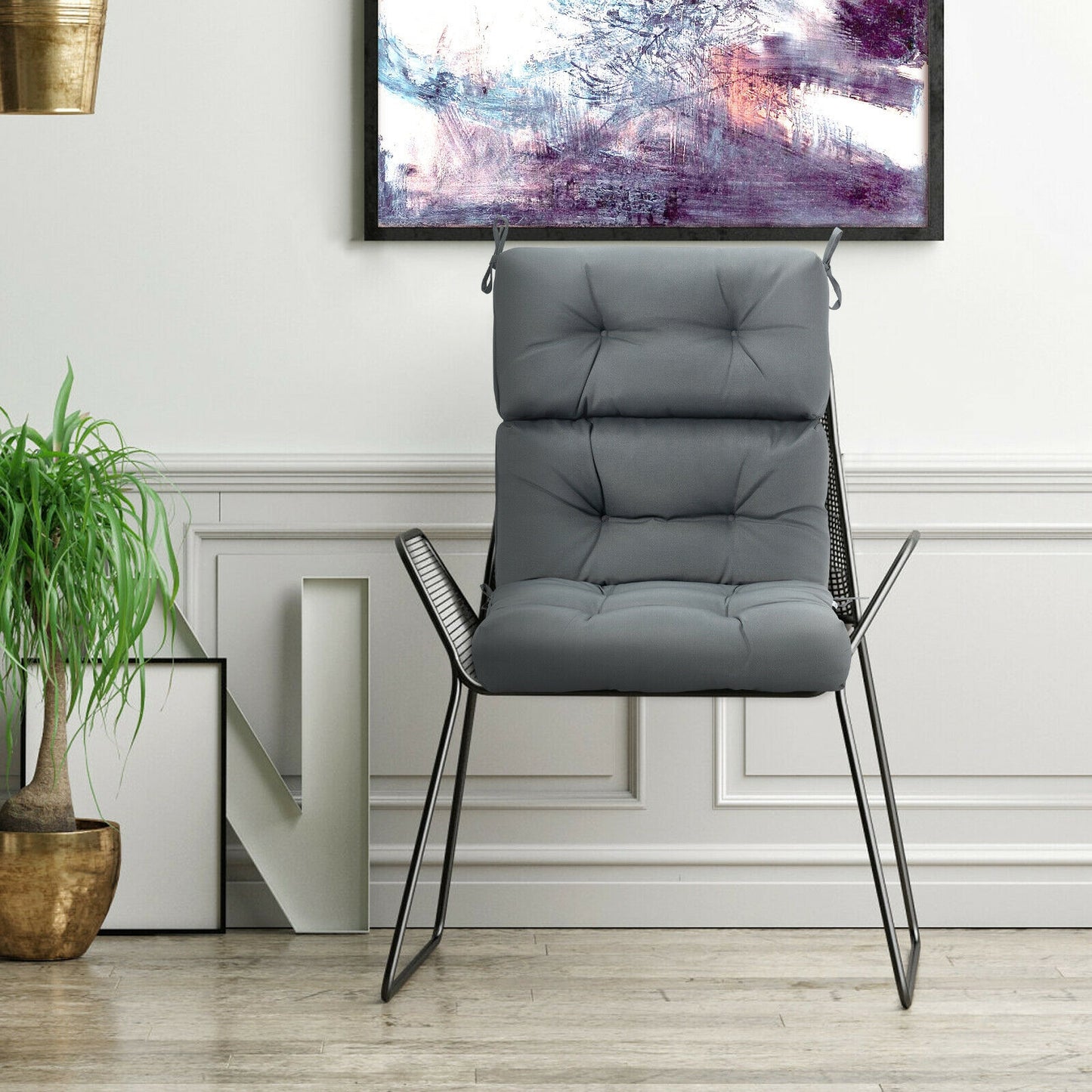 Tufted Outdoor Chair Cushion 44x22 Inch High Back Pad
