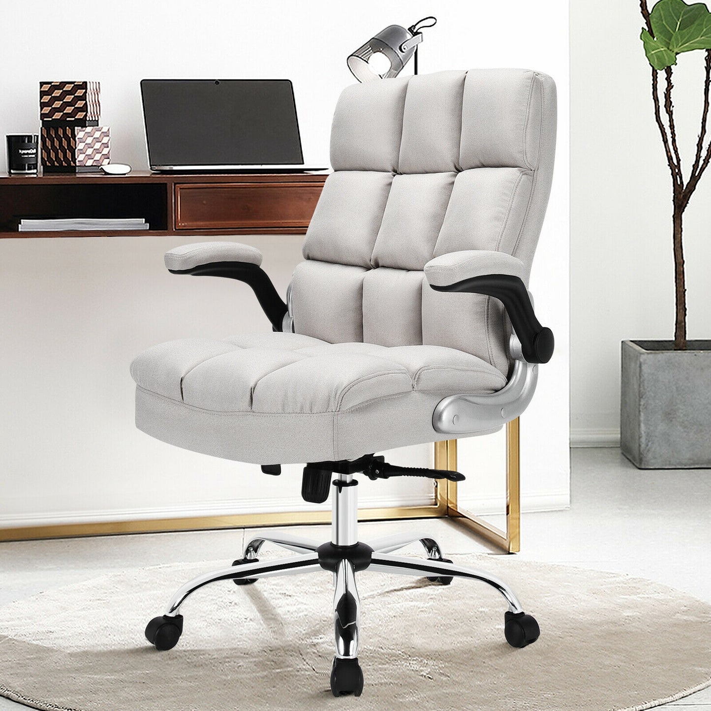 High Back Swivel Office Chair with Flip-Up Arms - 400 lbs