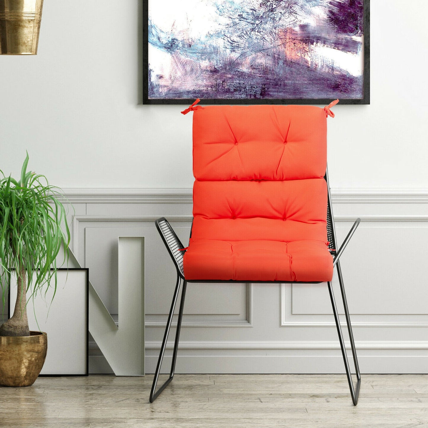Tufted Outdoor Chair Cushion 44x22 Inch High Back Pad
