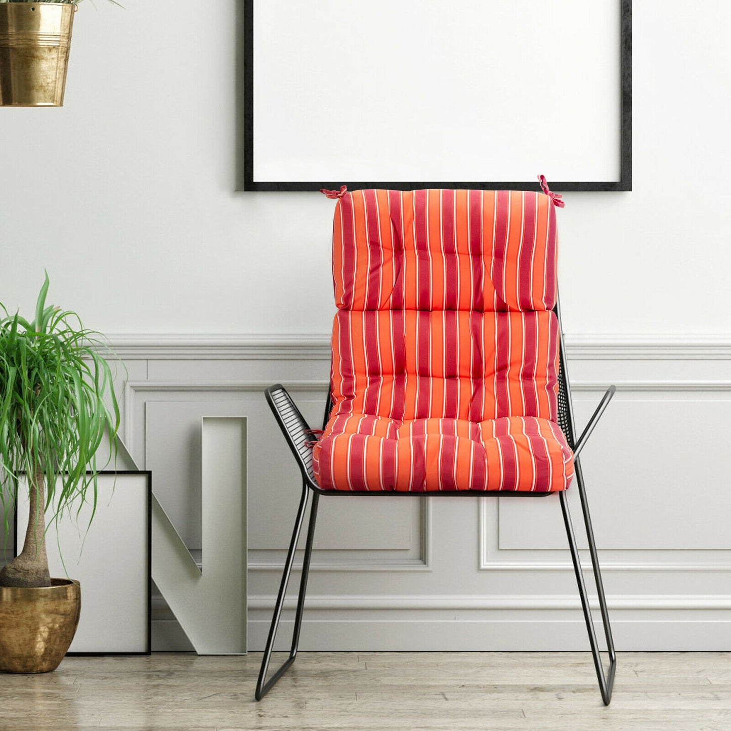 Tufted Outdoor Chair Cushion 44x22 Inch High Back Pad