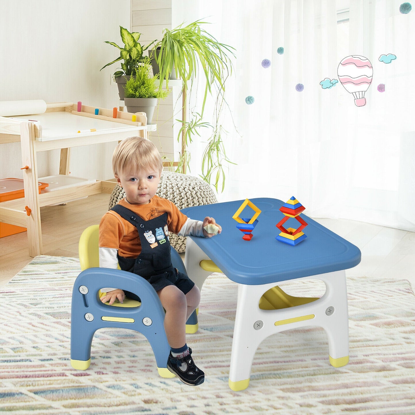 Kids Activity Table and Chair Set with Montessori Toys