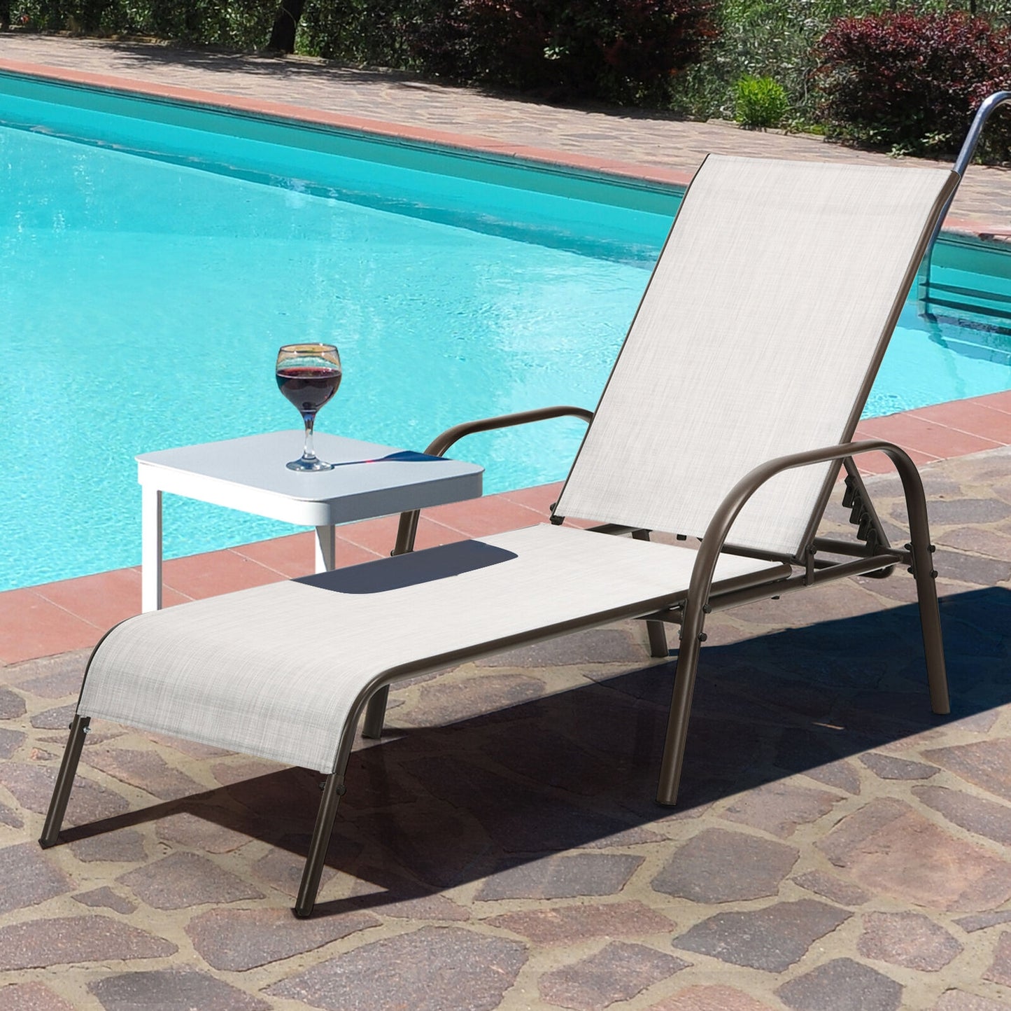 Outdoor Chaise Lounge Chairs Set of 2 with Adjustable Backrest