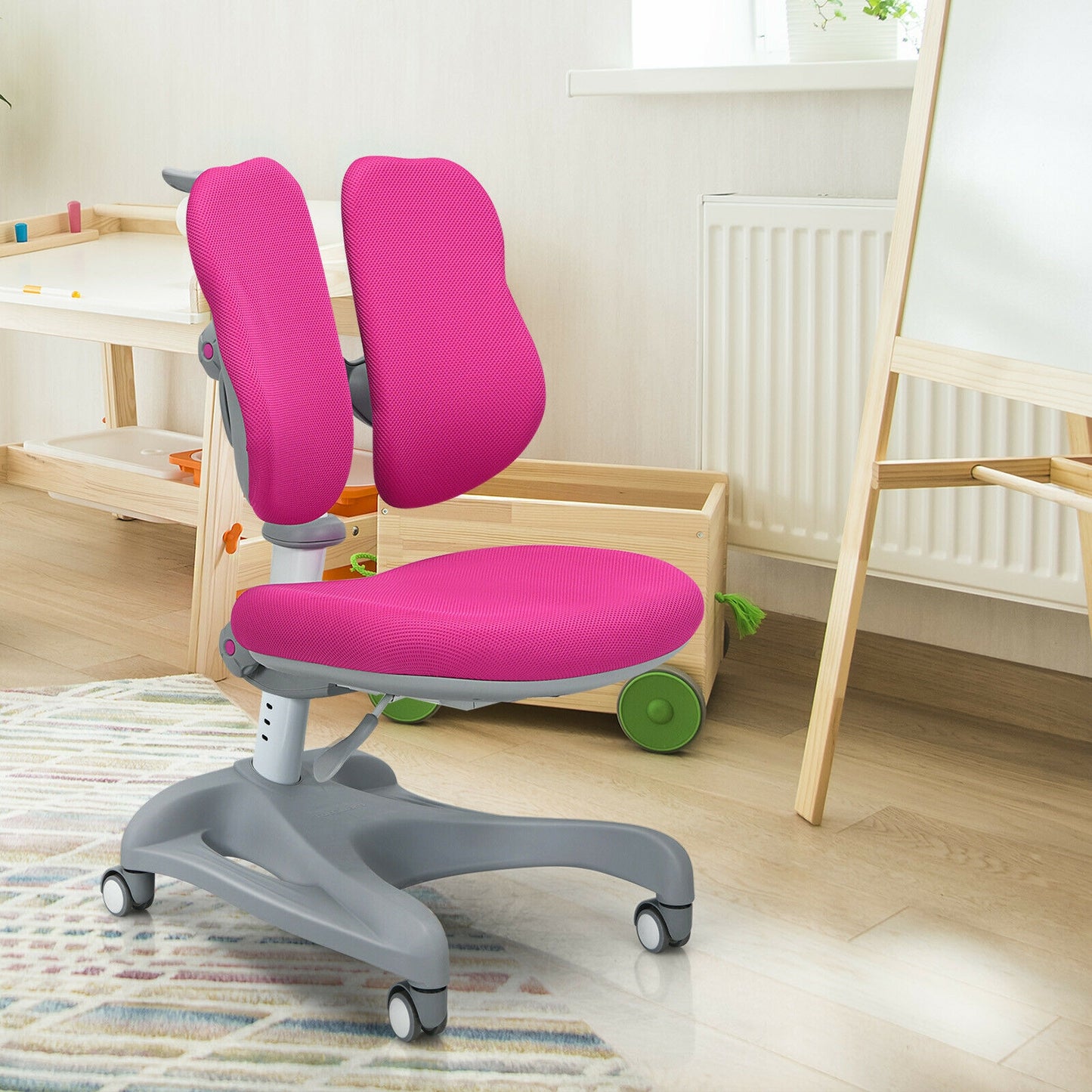 Adjustable Height Kids Study Chair with Lumbar Support