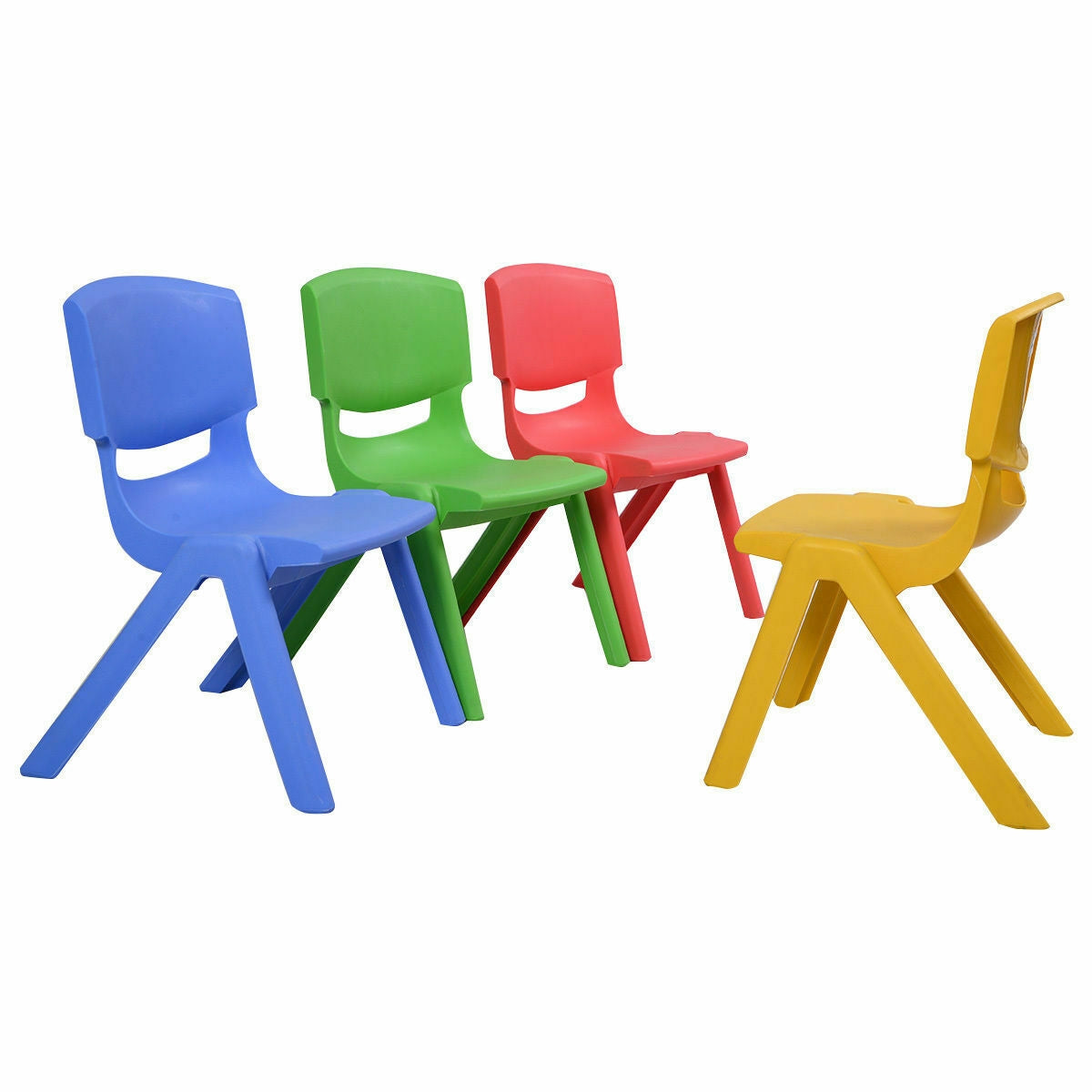 Stackable Kids Chairs 4-Pack - Colorful Plastic Seating