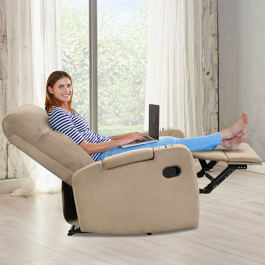 Recliner Chair with Storage Armrests and Cup Holders