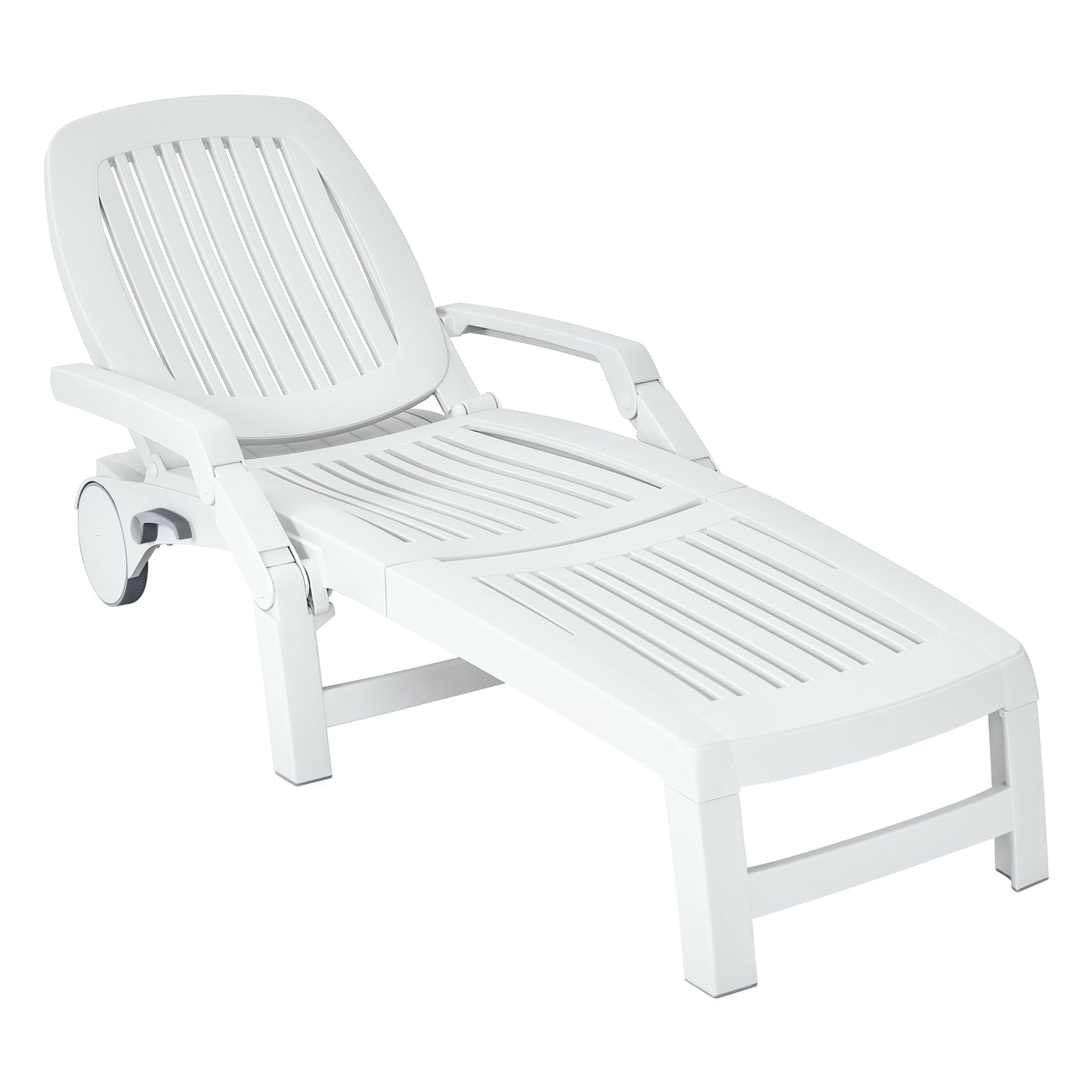 Adjustable Patio Sun Lounger with Wheels and Storage