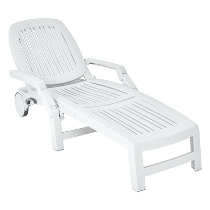 Adjustable Patio Sun Lounger with Wheels and Storage
