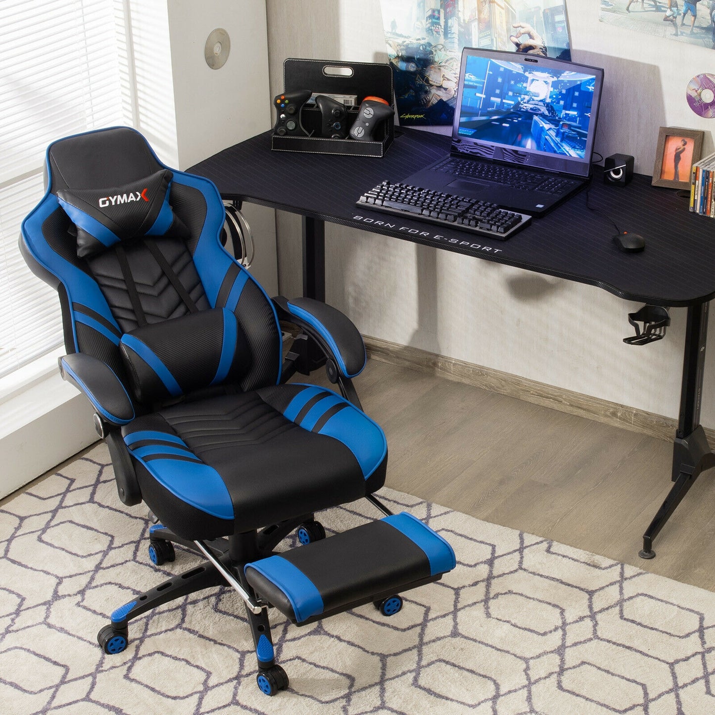 Gaming Chair with Footrest and Adjustable Backrest