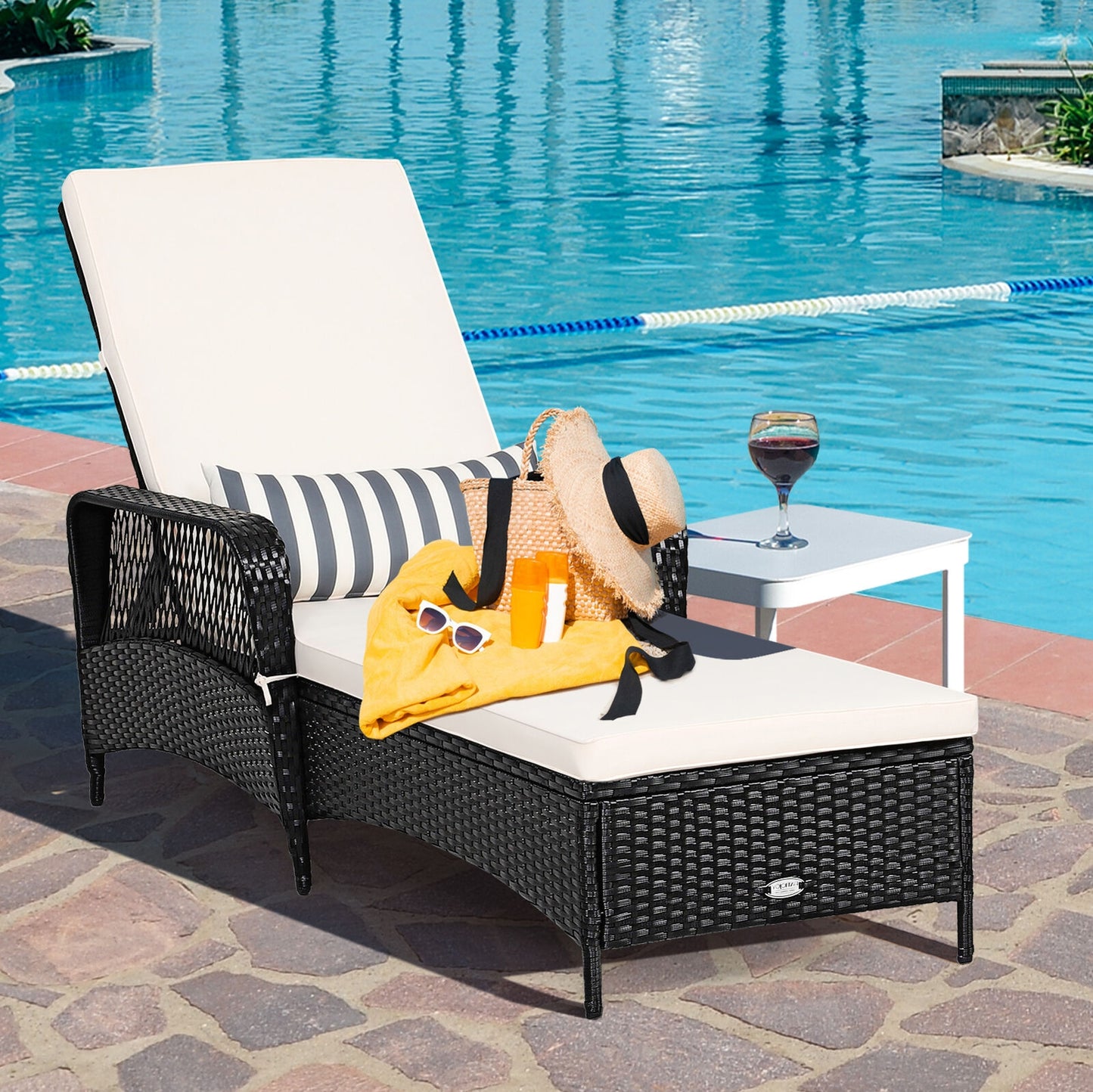 Adjustable Chaise Lounge Chair with Cushion & Pillow