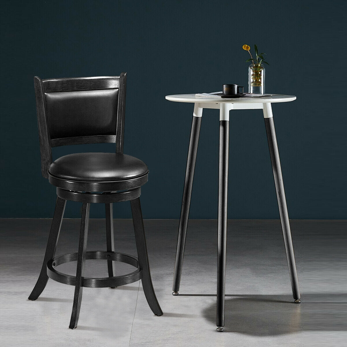 24-Inch Swivel Counter Stools with Upholstered Seat, Set of 2