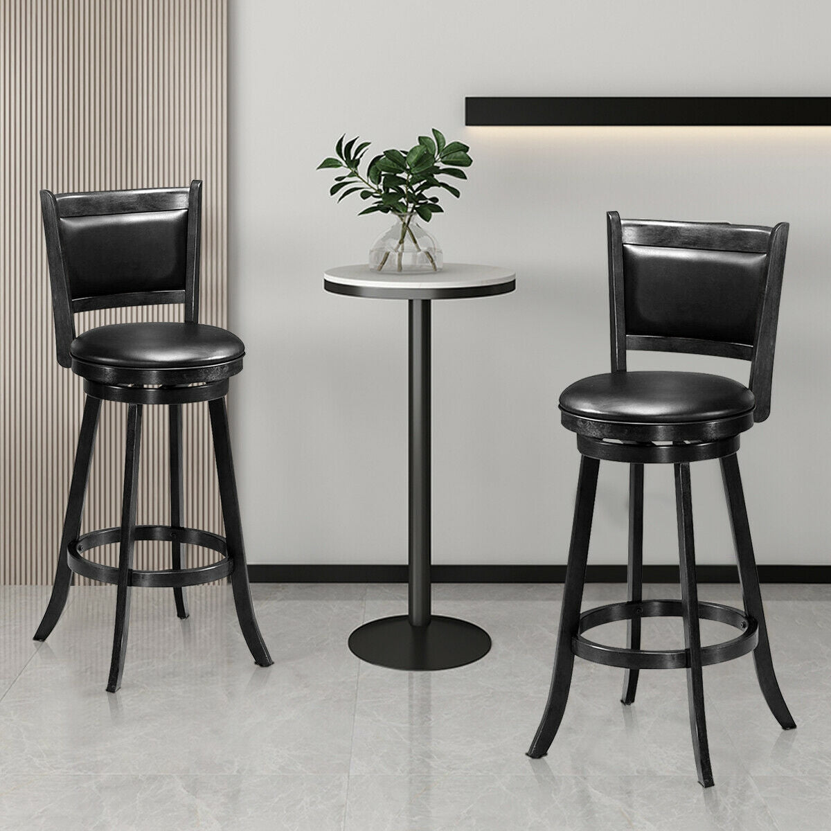 29-Inch Swivel Bar Stools Set of 2 with Cushioned Seat
