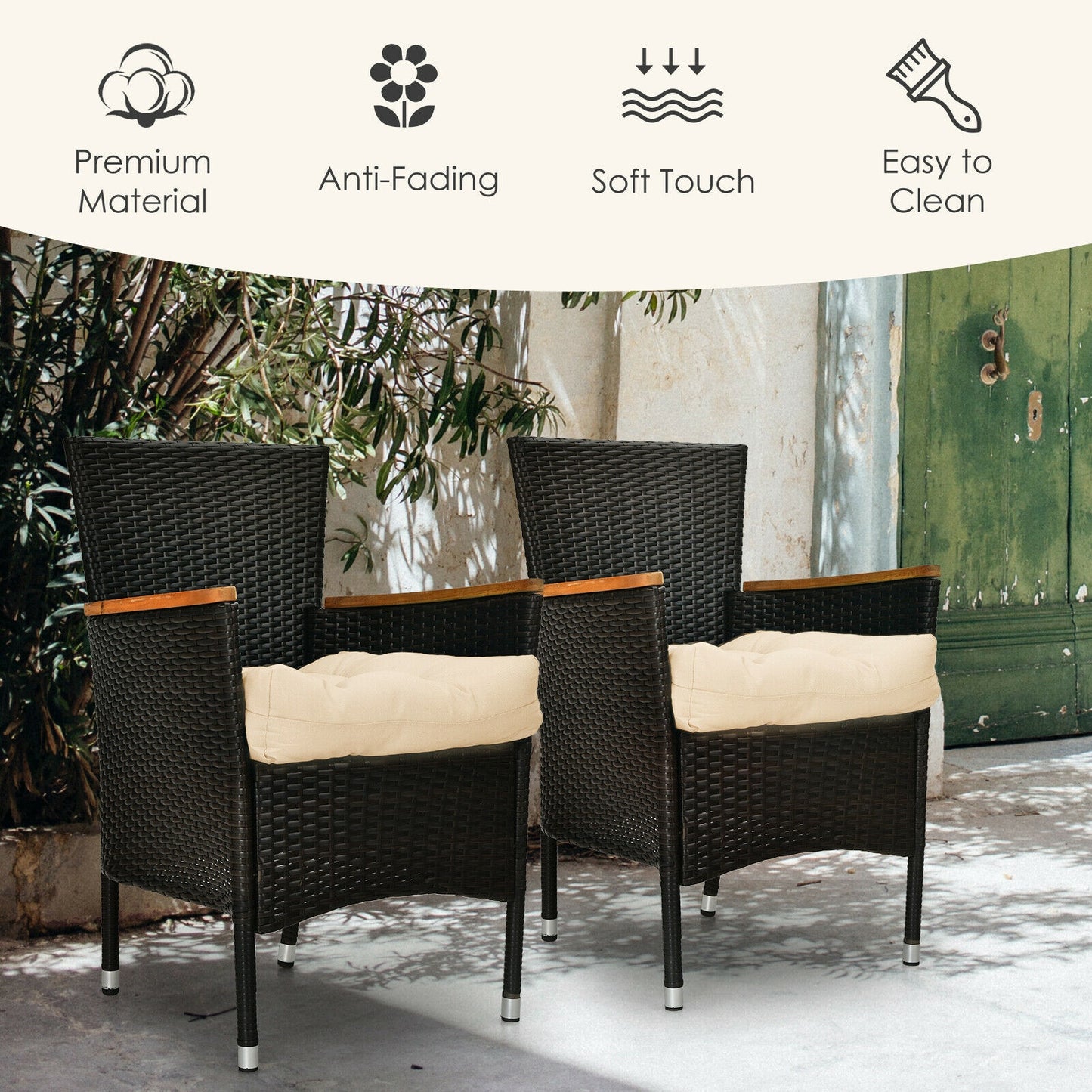 21x21 Inch Patio Chair Seat Cushion Pads - Indoor & Outdoor