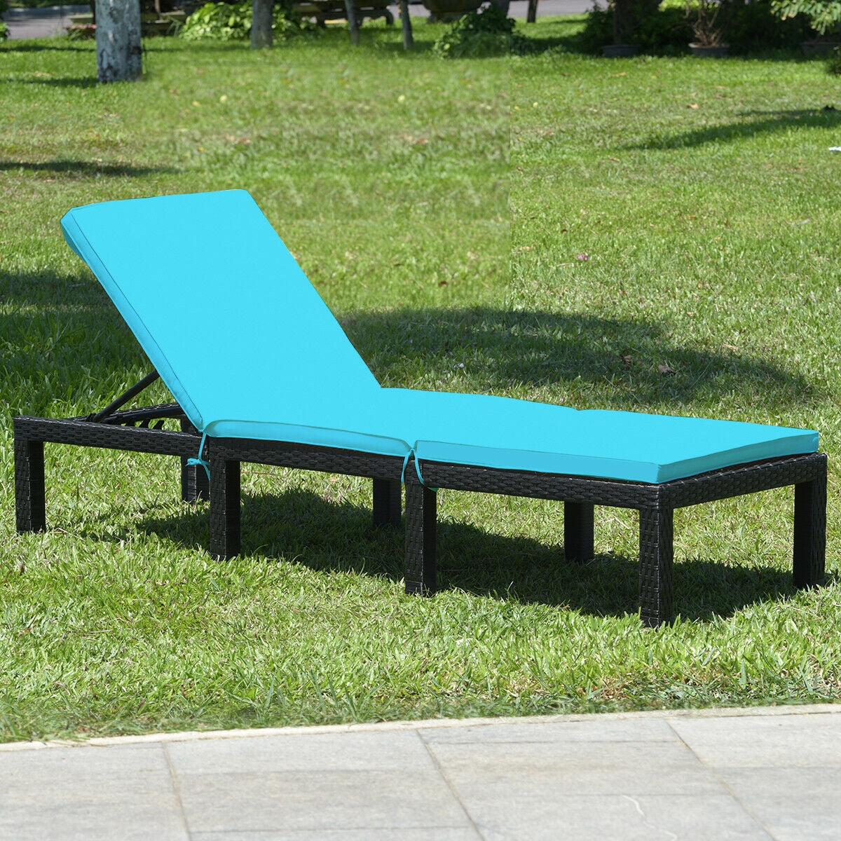 Adjustable Patio Chaise Lounge Chair with Cushion