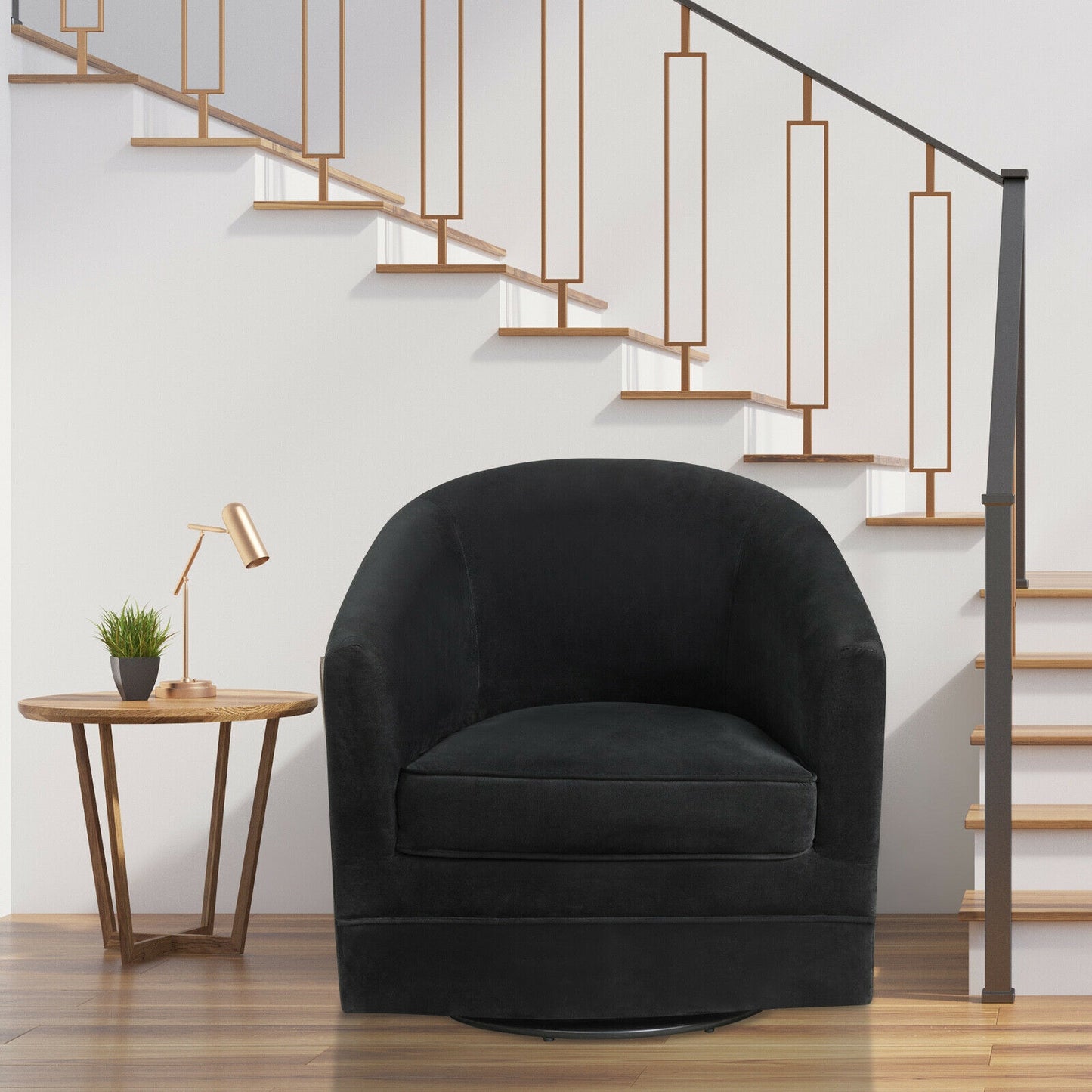 Swivel Barrel Accent Chair with 360-Degree Rotation