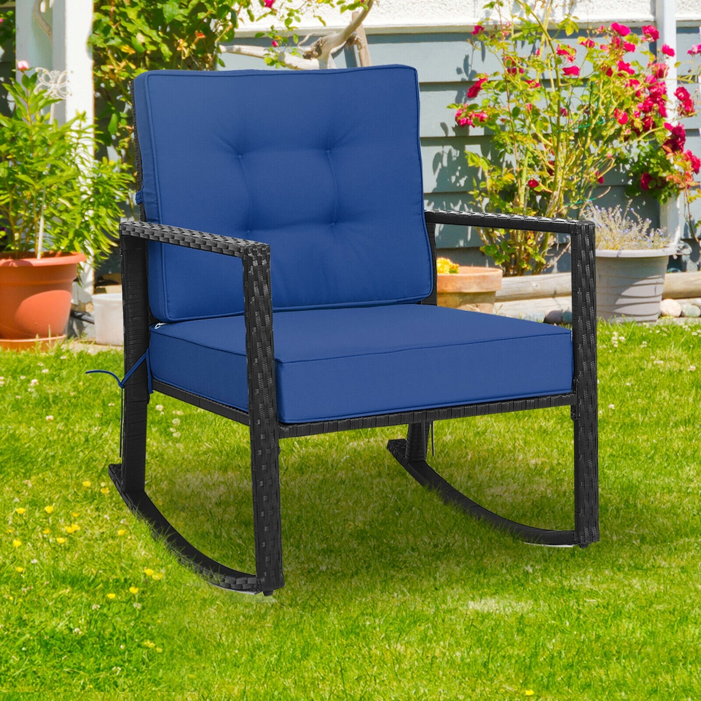 Rattan Rocking Chair with Cushion for Patio