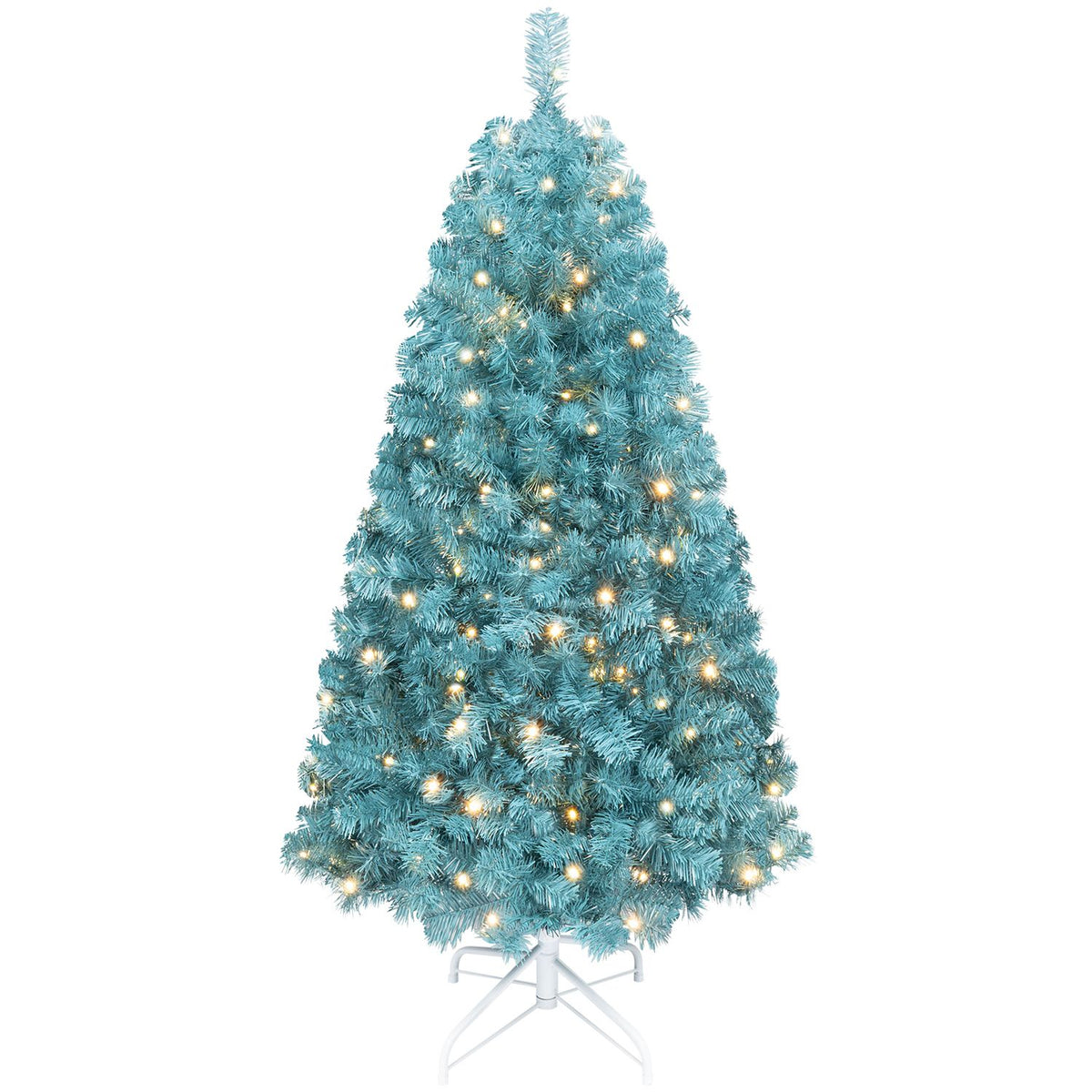 4.5 FT Pre-Lit Peacock Blue Christmas Tree with 500/250/140/750 Warm White LED Lights