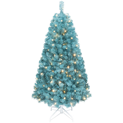 4.5 FT Pre-Lit Peacock Blue Christmas Tree with 500/250/140/750 Warm White LED Lights