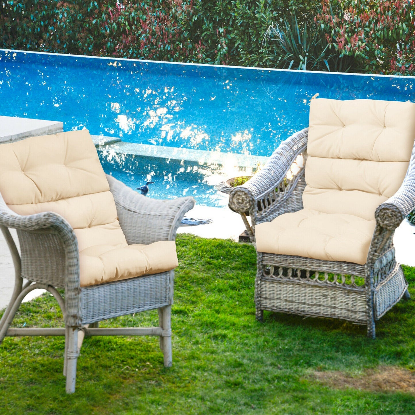 Tufted Outdoor Chair Cushion 44x22 Inch High Back Pad