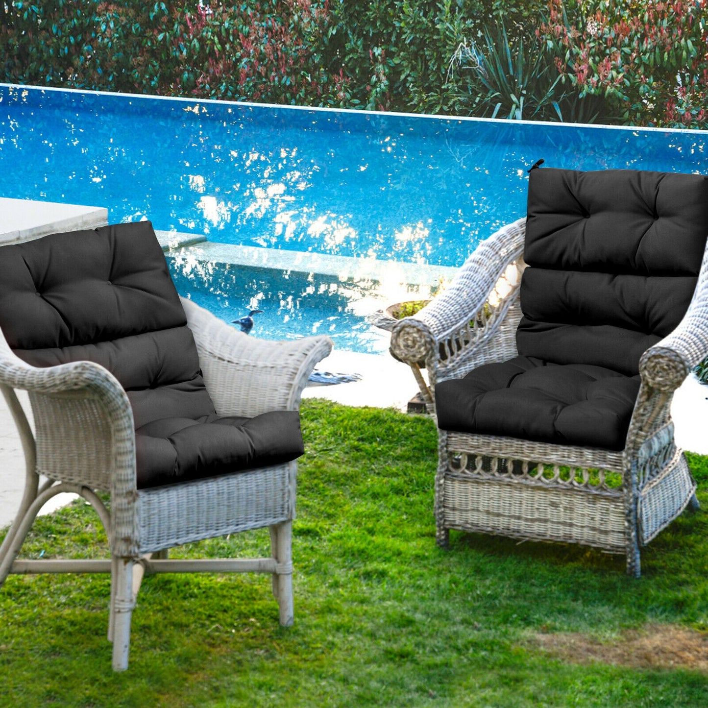 Tufted Outdoor Chair Cushion 44x22 Inch High Back Pad
