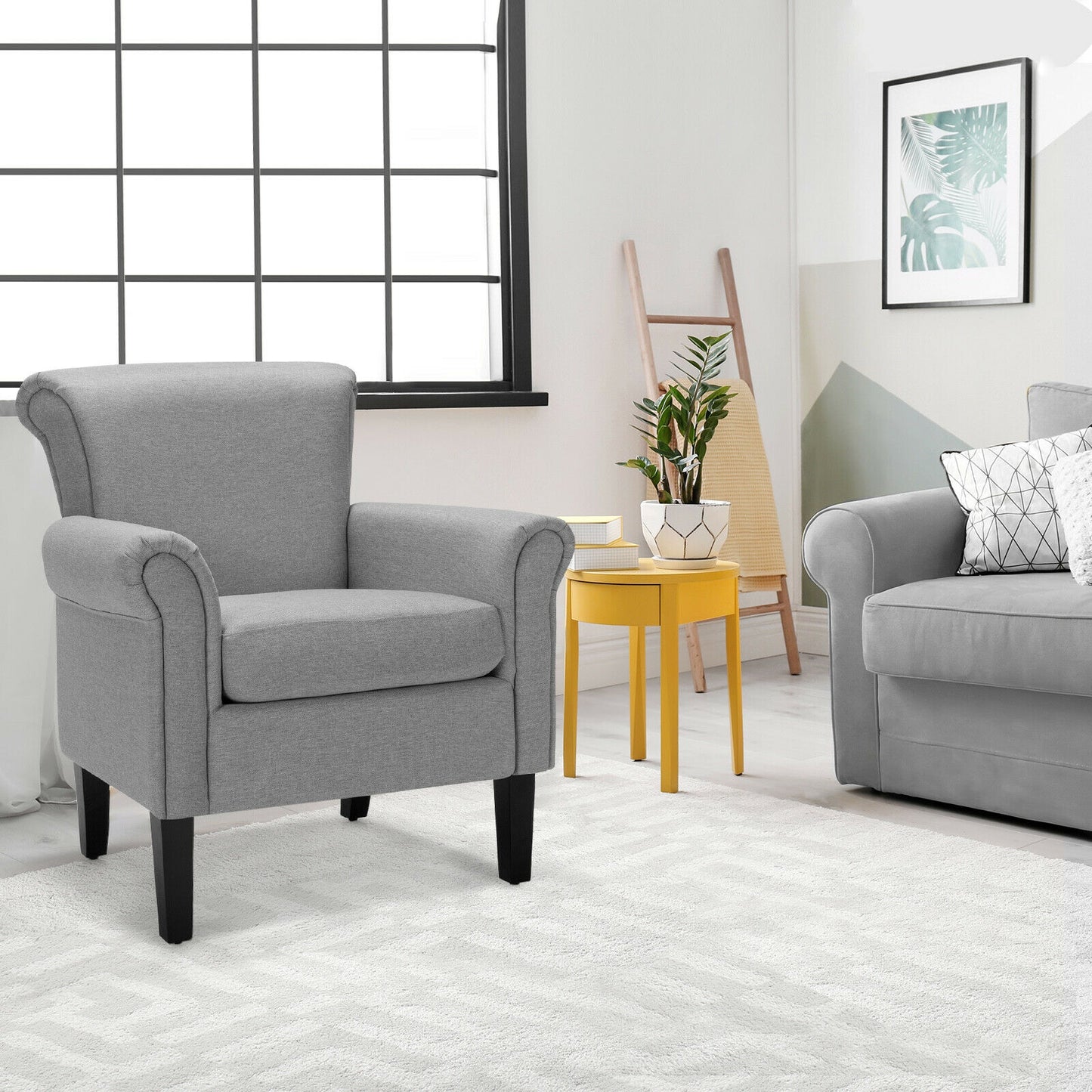 Upholstered Accent Chair with Adjustable Foot Pads