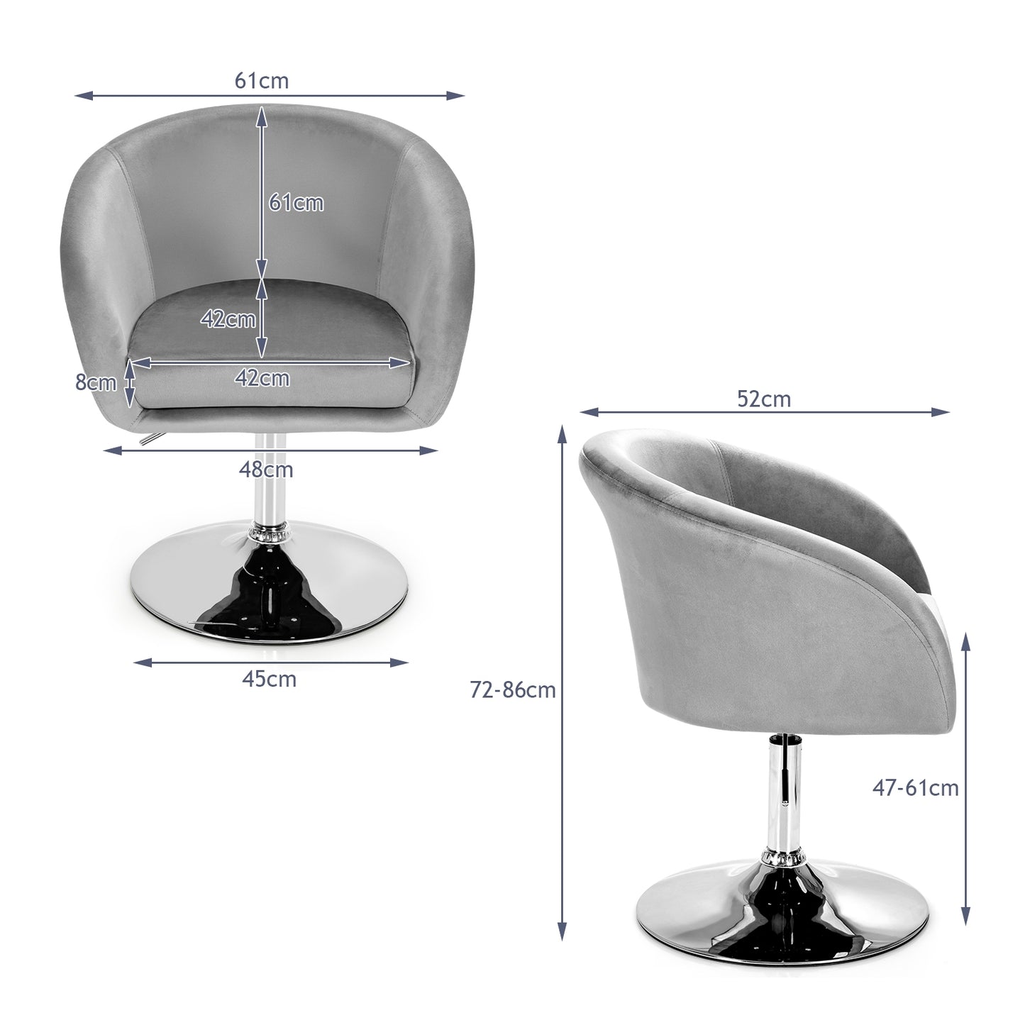 Swivel Accent Chair with Adjustable Height and Round Back