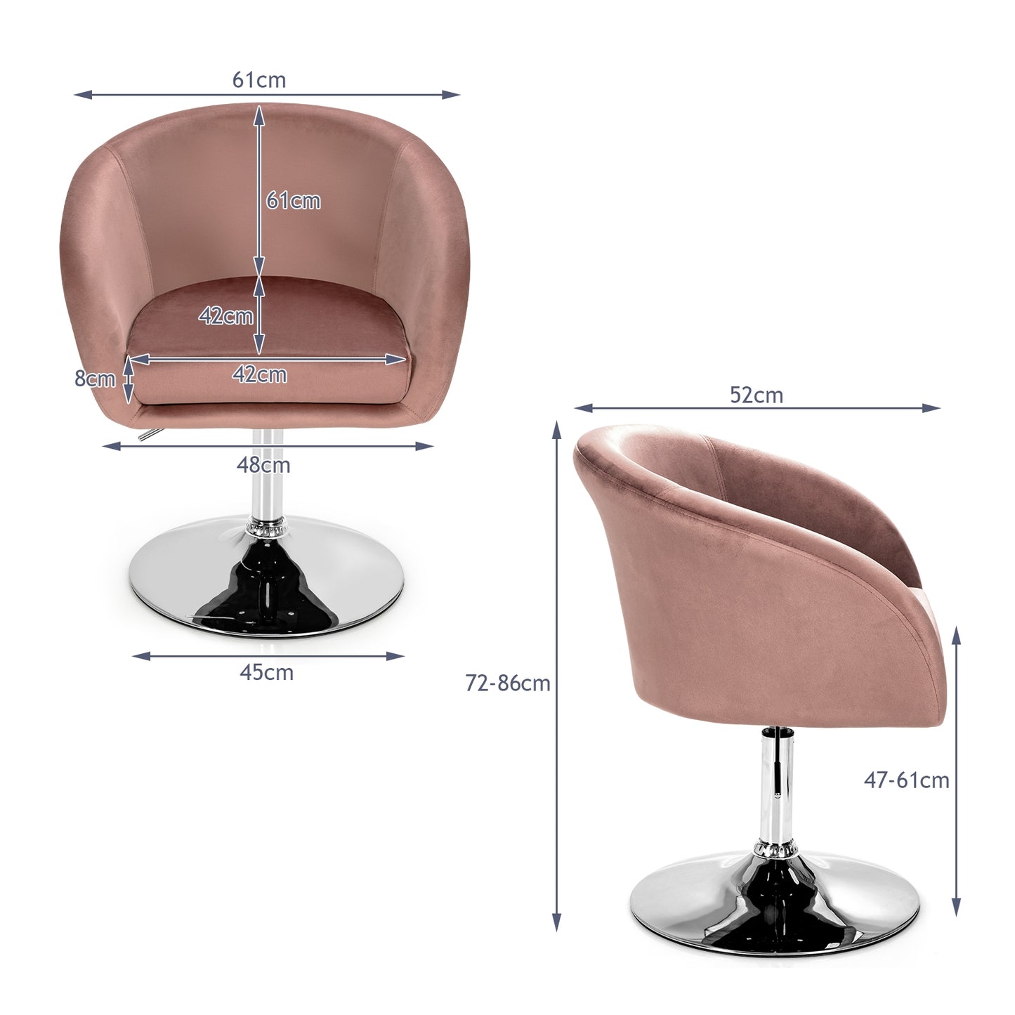 Swivel Accent Chair with Adjustable Height and Round Back