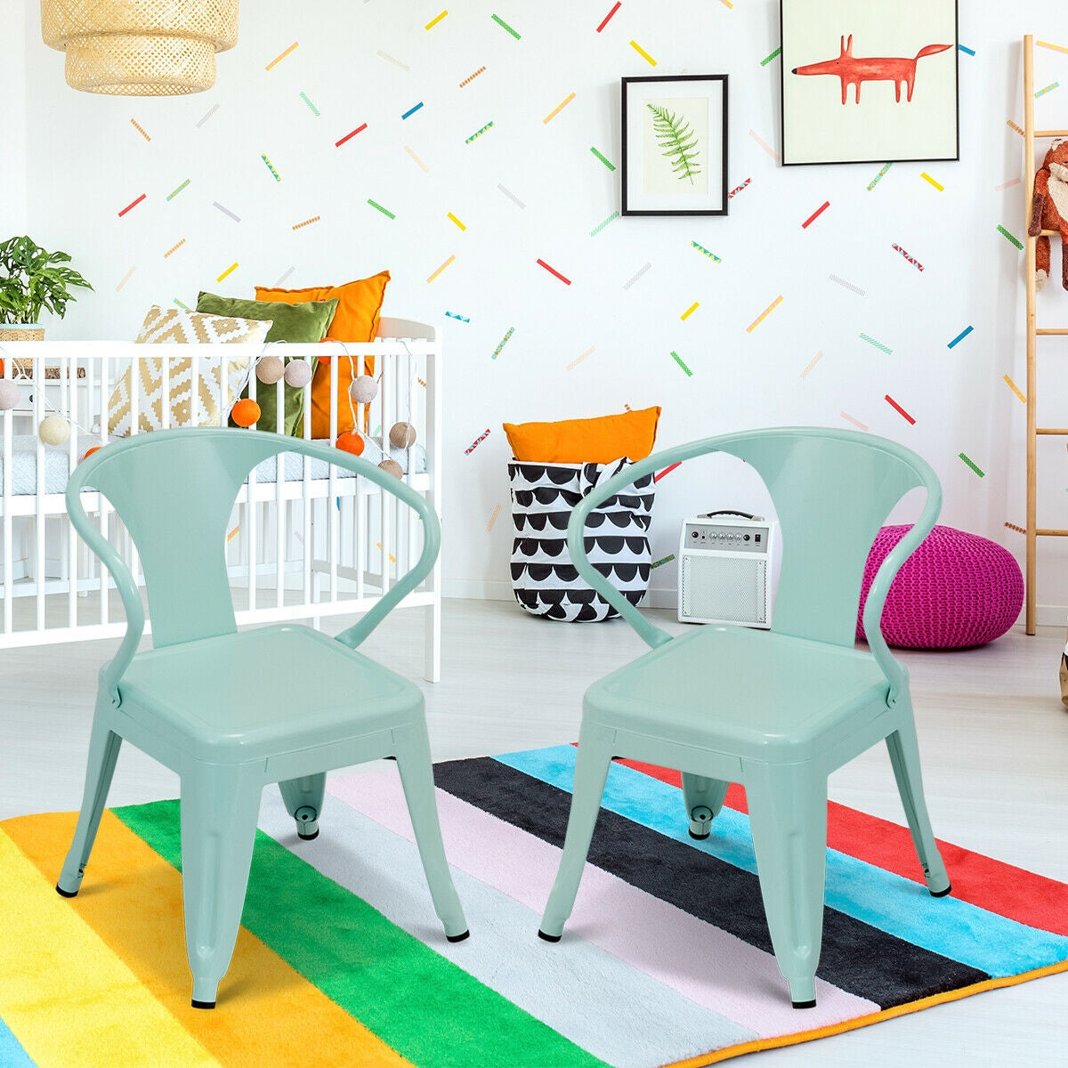 Stackable Kids Armchairs Set of 2 - Steel Construction