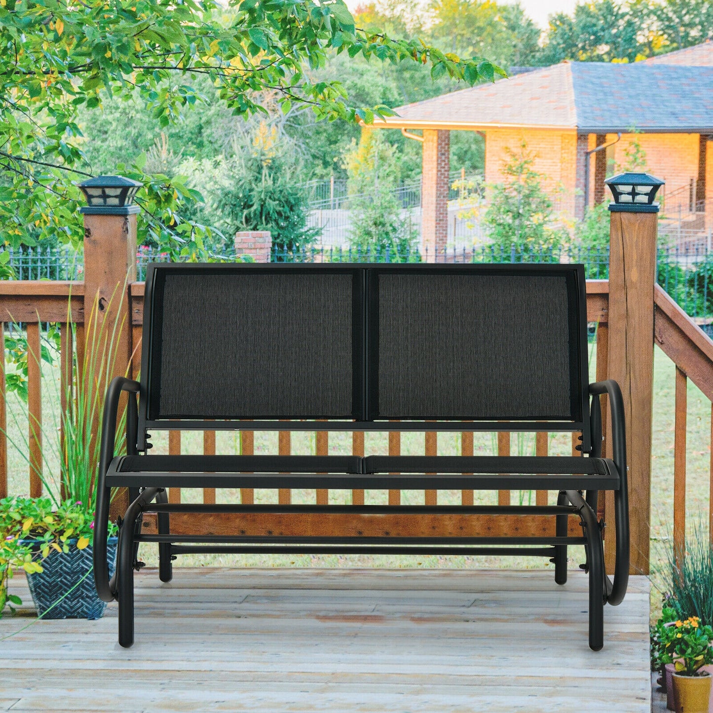 48-Inch Outdoor Glider Loveseat with Steel Frame