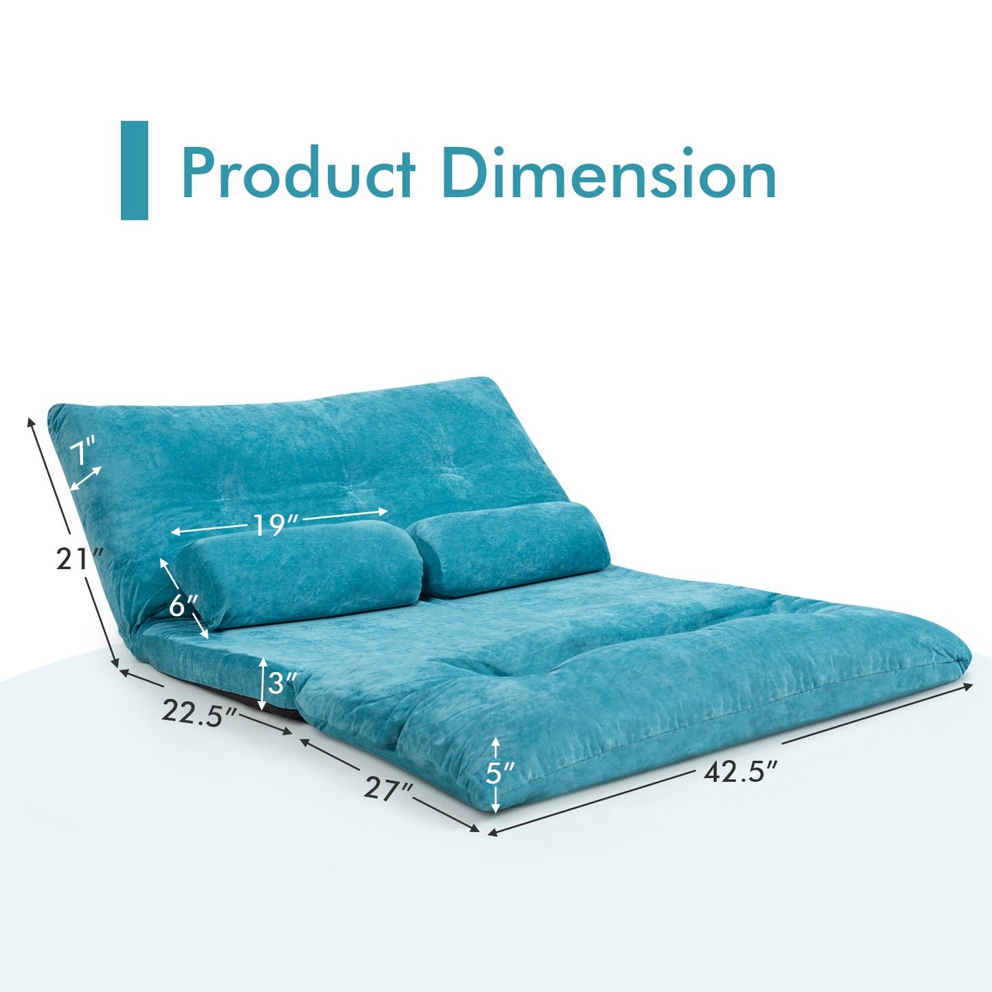 6-Position Adjustable Floor Sofa with 2 Pillows