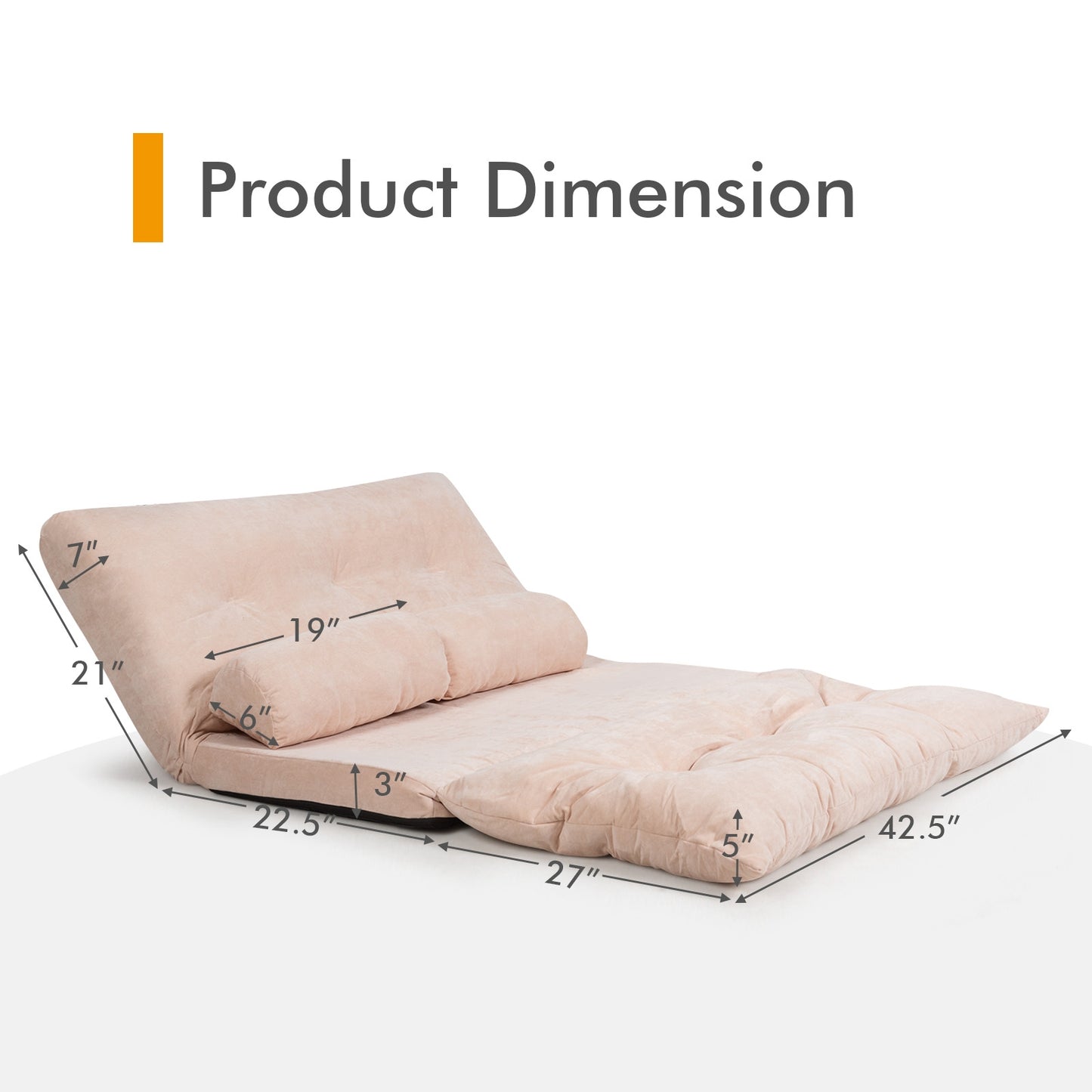 6-Position Adjustable Floor Sofa with 2 Pillows