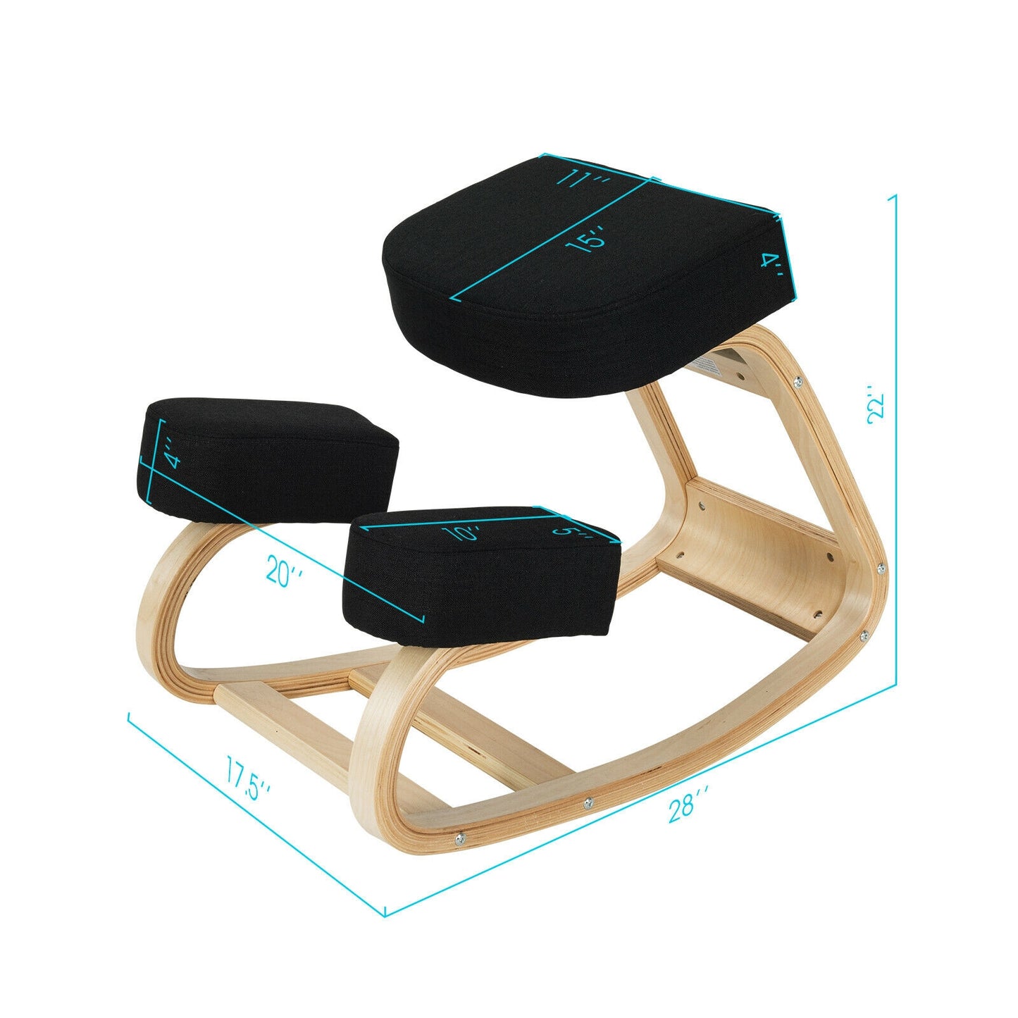 Ergonomic Kneeling Chair with Rocking Base - Gray