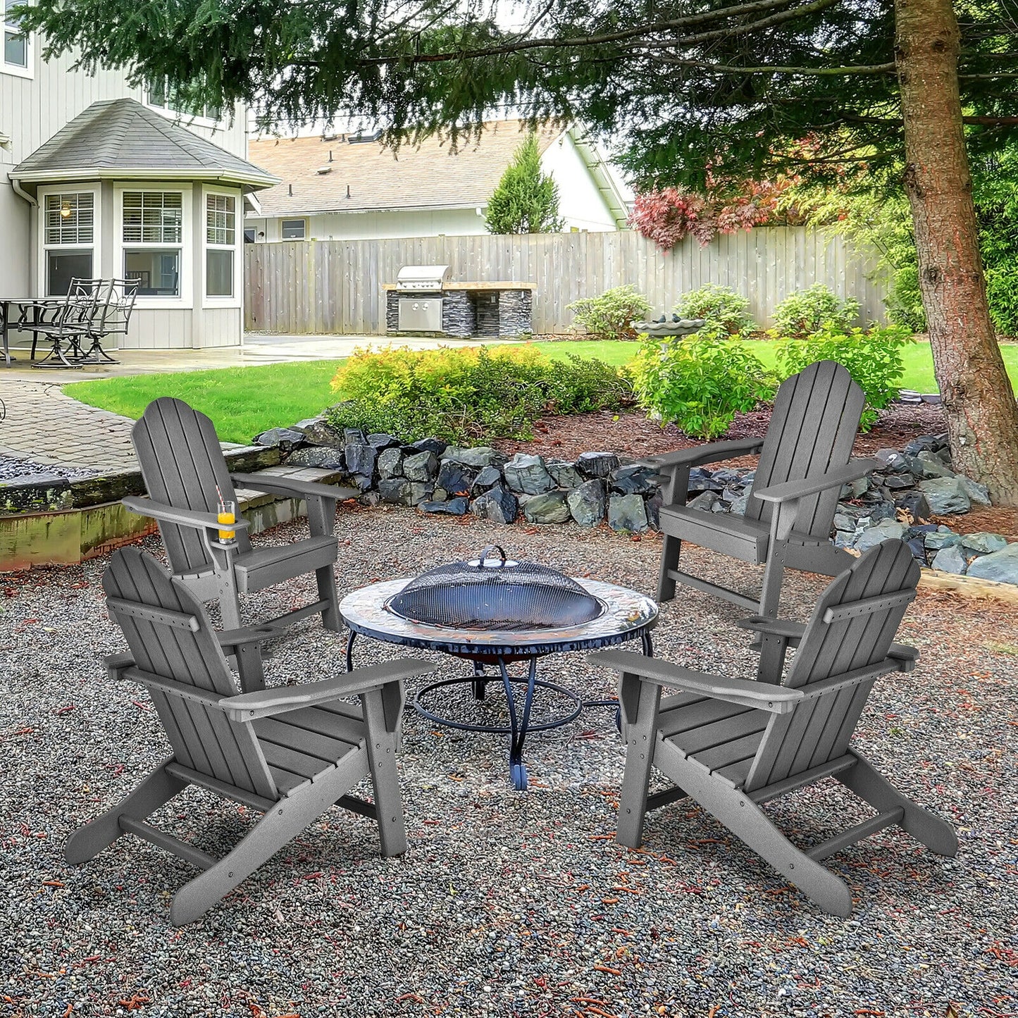 Adirondack Chair with Cup Holder - All-Weather PE