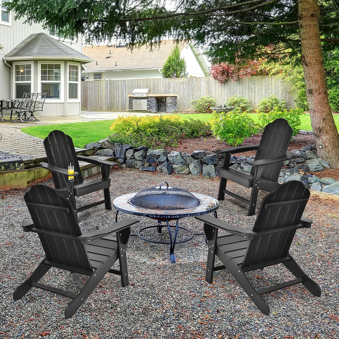 Adirondack Chair with Cup Holder - All-Weather PE