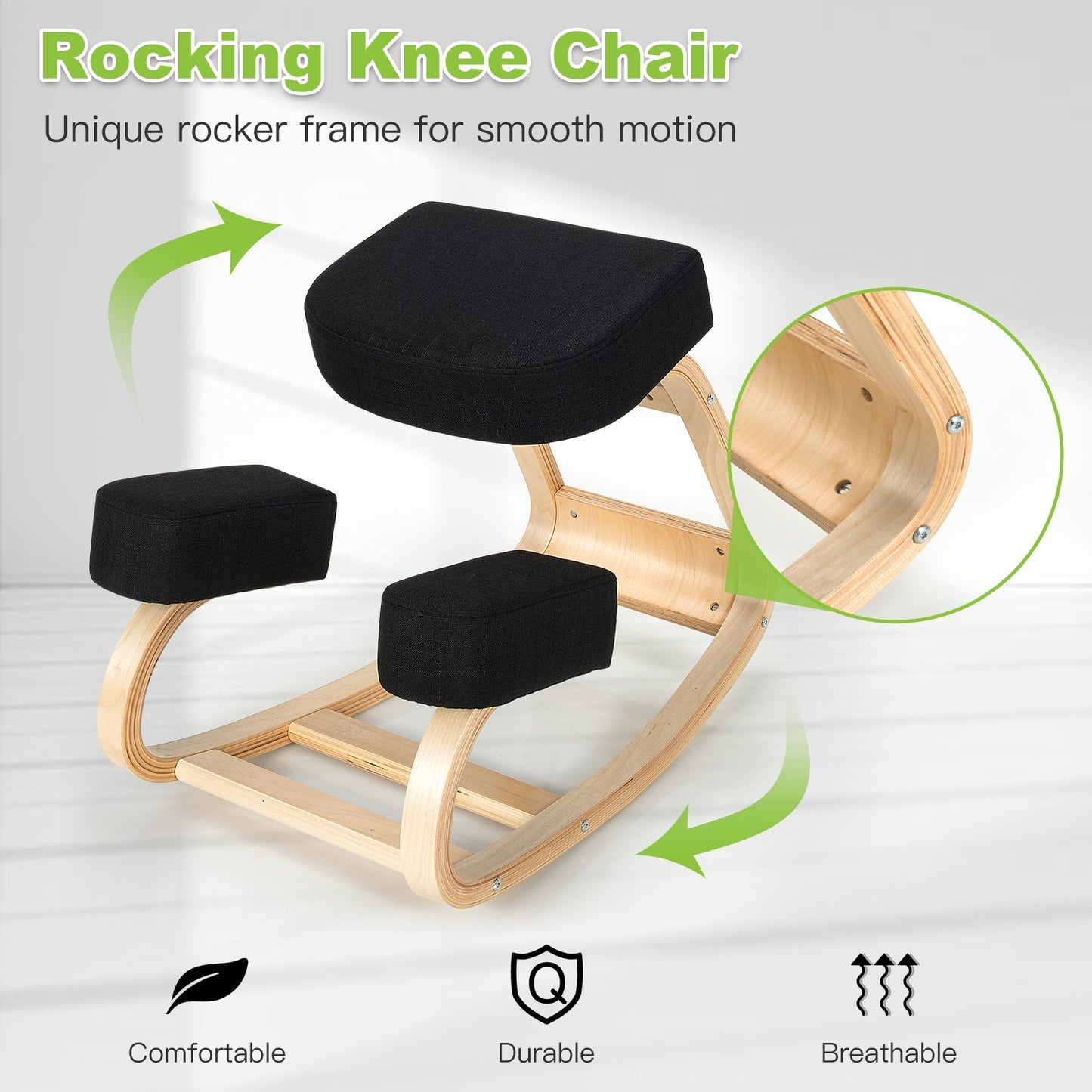 Ergonomic Kneeling Chair with Rocking Base - Gray