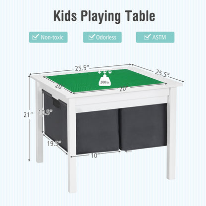 Kids 2-in-1 Activity Table with Building Block Board & Drawers