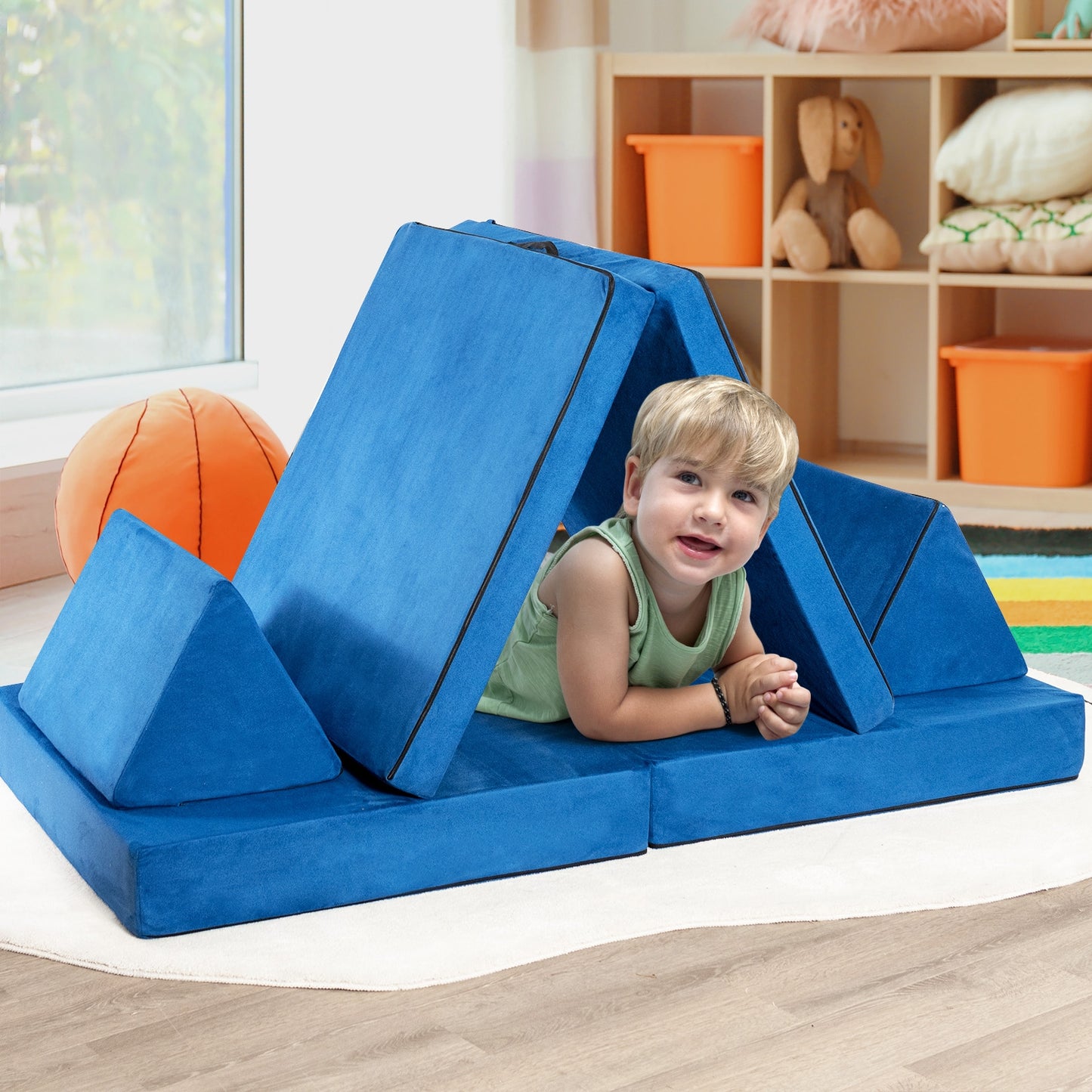 Convertible Kids Couch Set 4-Piece with Folding Mats