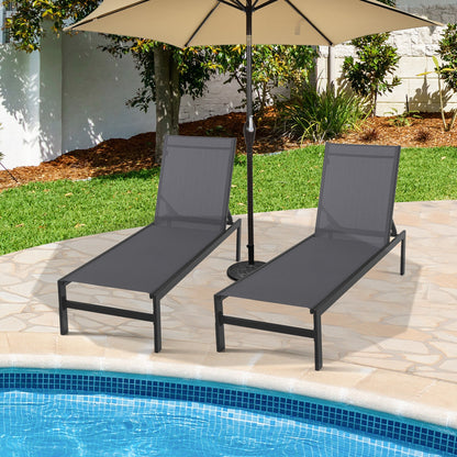 6-Position Adjustable Chaise Lounge Chair with Aluminum Frame