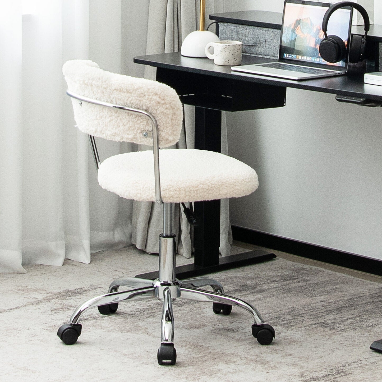 Adjustable Sherpa Office Chair with 360° Swivel