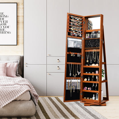 Jewelry Armoire with Full-Length Mirror and 360° Rotation