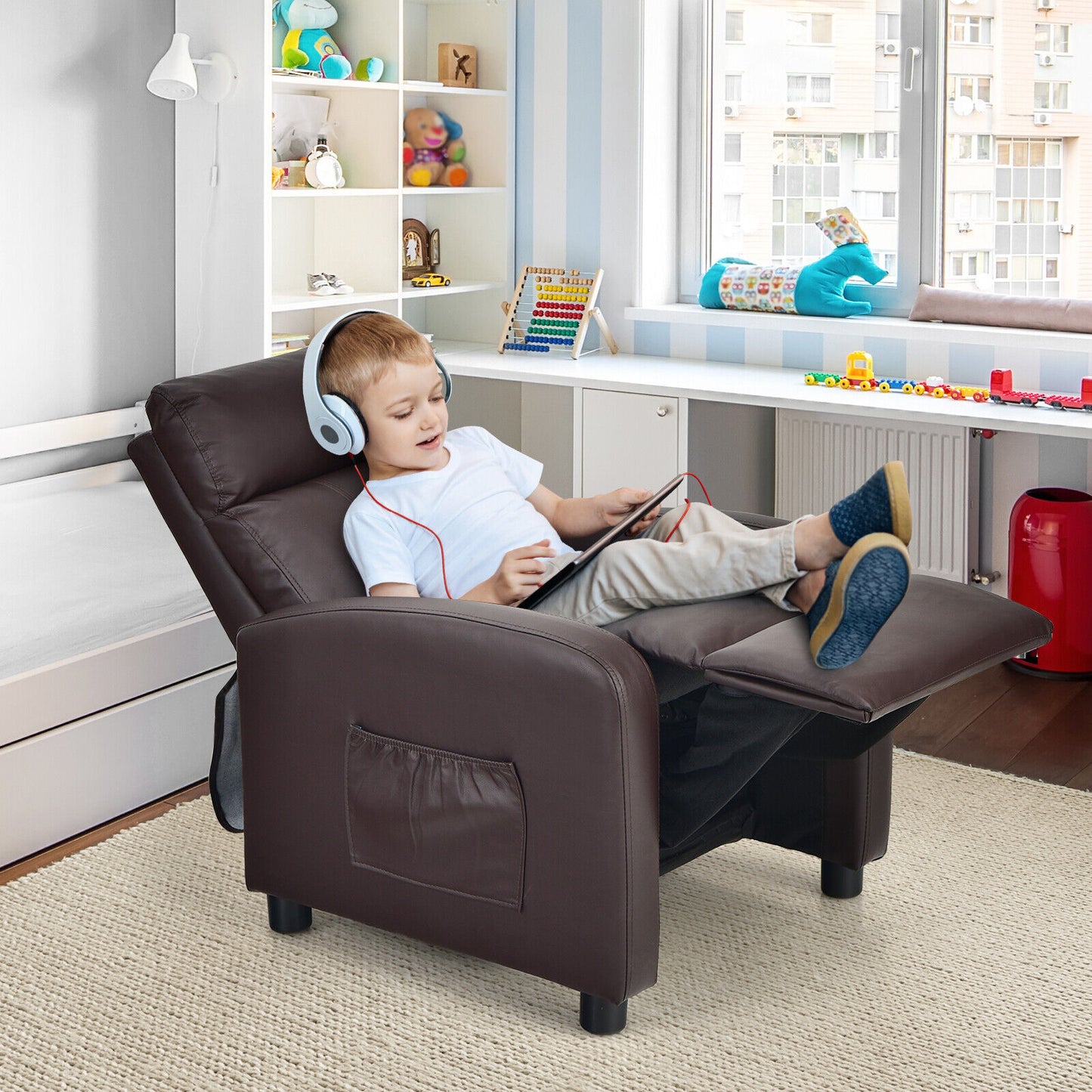 Kids Recliner Chair with Adjustable Backrest & Footrest