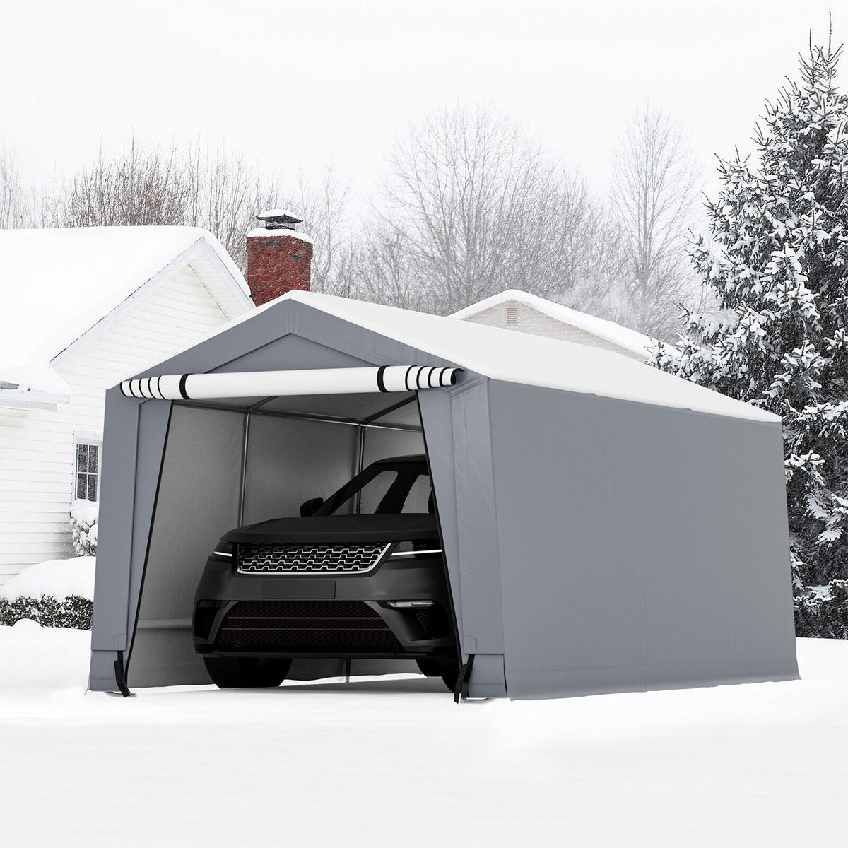 10 x 16/10 x 20 Feet Outdoor Heavy-Duty Carport with 2 Doors