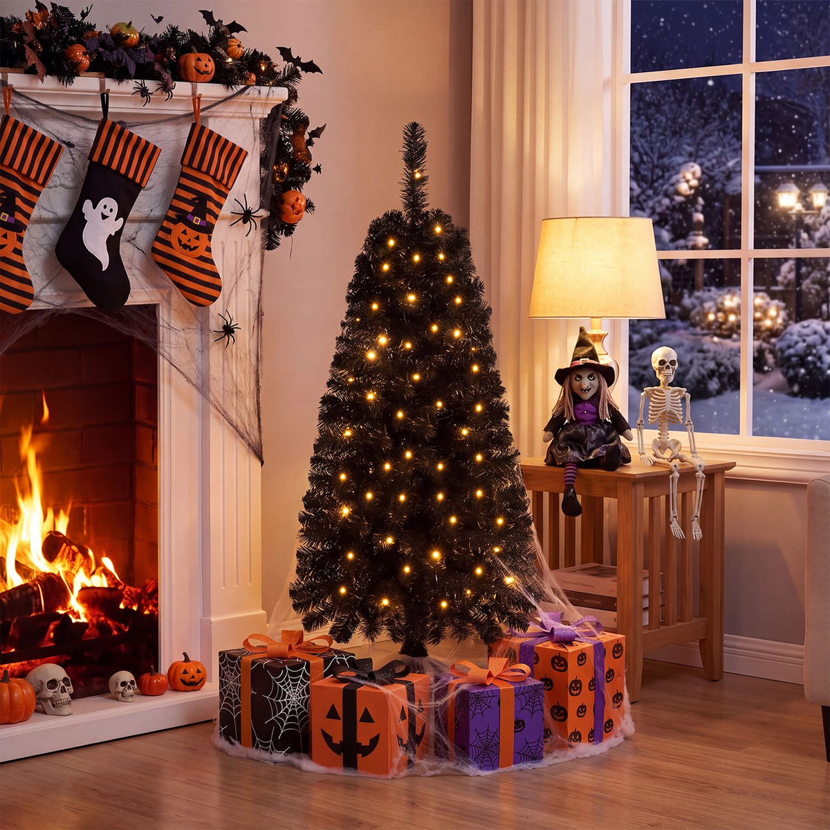 4 FT Artificial Christmas Tree with 110 Branch Tips and 50 Warm White LED Lights