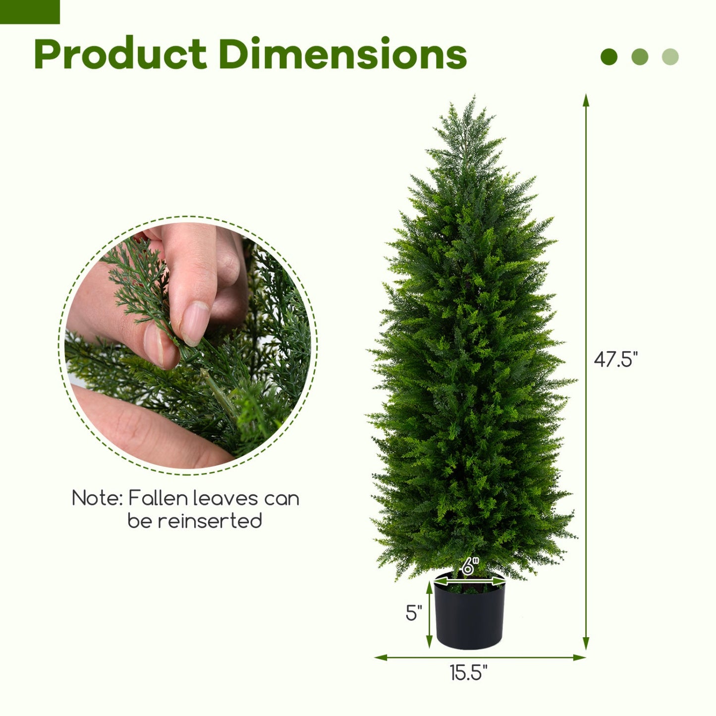 4 FT Artificial Topiary Tree Set of 2 Faux Cedar Cypress Plants in Cement-Filled Pots