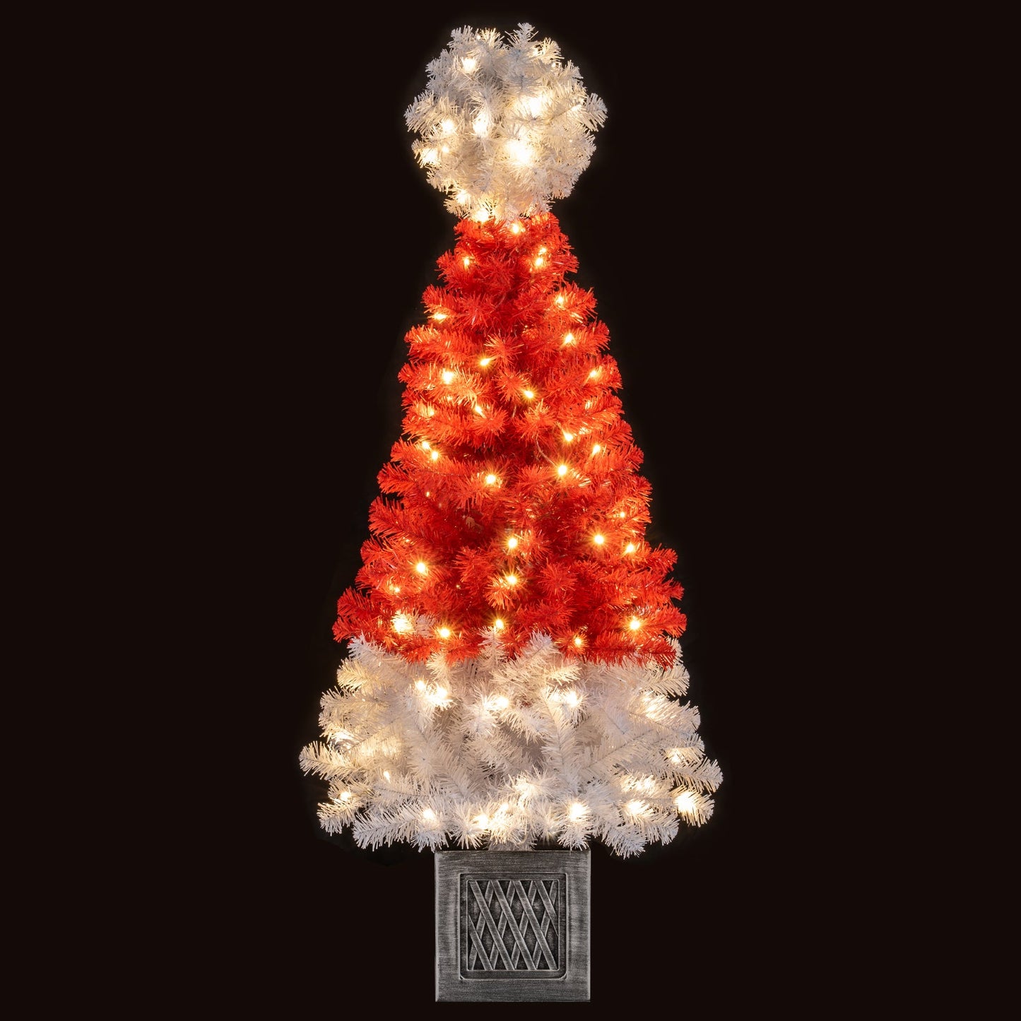 4 Ft Artificial Christmas Tree Santa Hat Xmas Tree with 300 Branch Tips Red