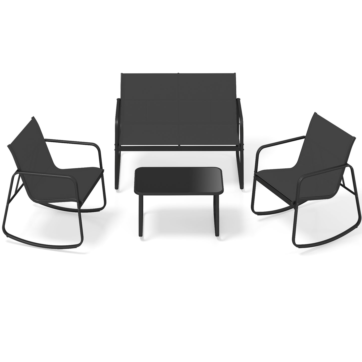 4-Piece Patio Conversation Set with Rocking Chairs & Loveseat