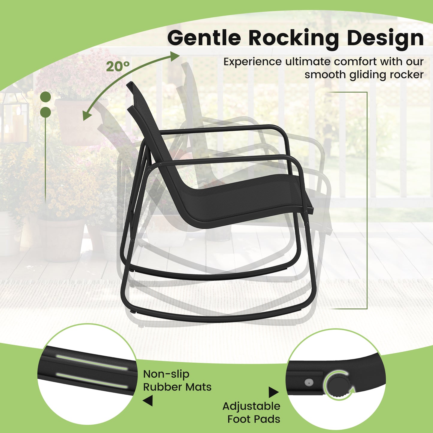 4-Piece Patio Conversation Set with Rocking Chairs & Loveseat